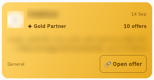 Gold Partner card: amber