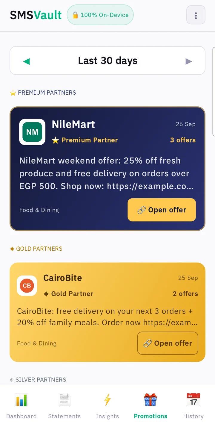 Promotions: offers from brands grouped in one place